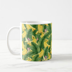Mug Feuille et fruit d'aquarelle tropicale peints à la