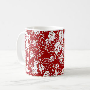 Mug Feuille japonaise, rouge foncé et blanc