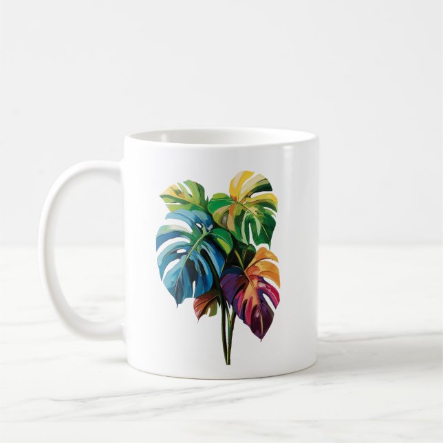 Mug feuille Monstera colorée (Gauche)