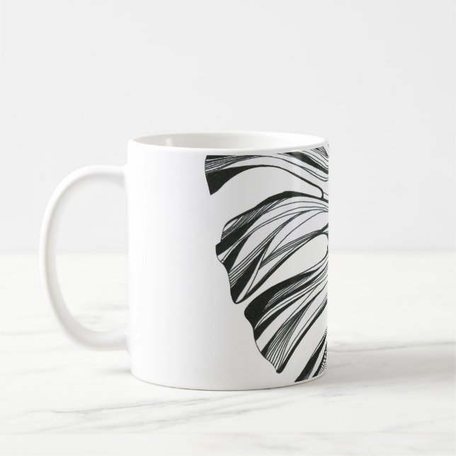 Mug Feuille Monstera : Élément Naturel Tropical. (Gauche)