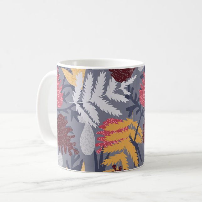 Mug Feuille Motif de la forêt Bleu Automne Nature (Devant gauche)