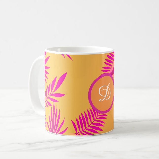 Mug feuille tropical moderne du milieu du siècle (Devant gauche)