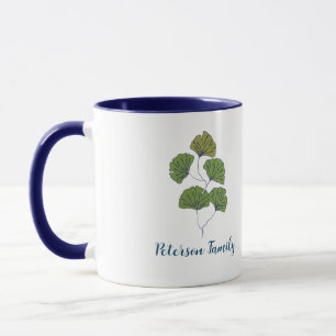 Mug Feuille tropicale avec nom de famille personnalisé