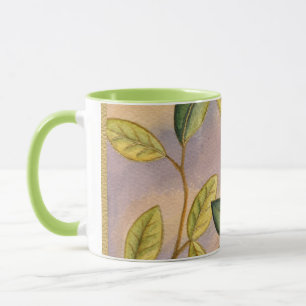 Mug Feuille vert et jaune sur l'arrière - plan de