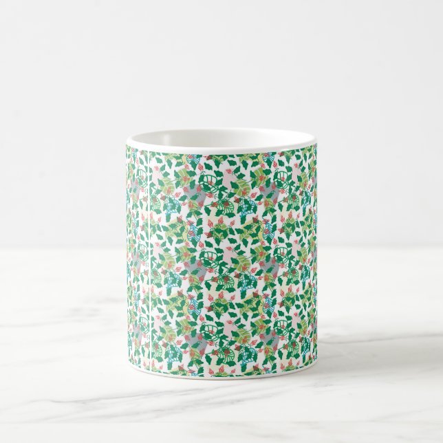 Mug Feuille verte tropicale et botanique de fleur roug (Centre)