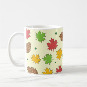 Mug Feuilles automnales colorées et Motif de cônes de