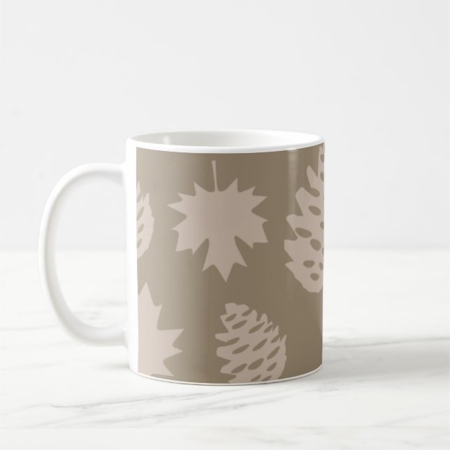 Mug Feuilles automnales et cônes de pin en tons Brown (Gauche)