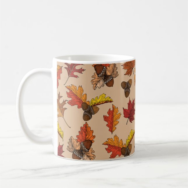 Mug Feuilles automnales et Motif Acorn (Gauche)