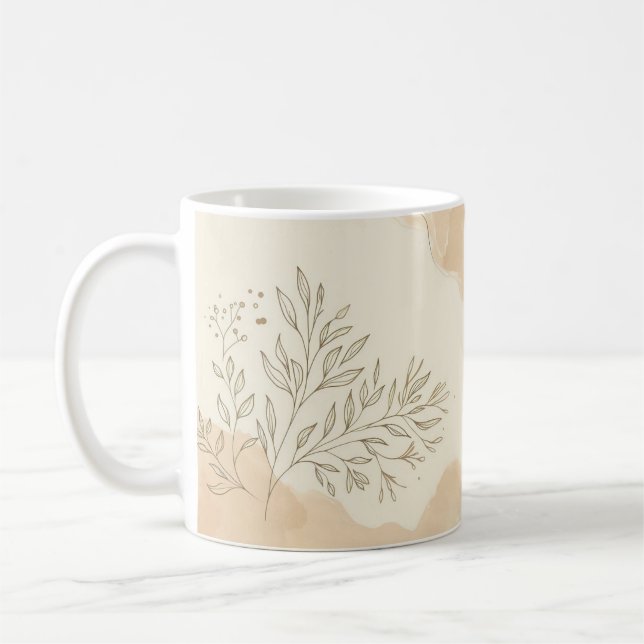 Mug Feuilles botaniques aquarelle verdure élégante nat (Gauche)