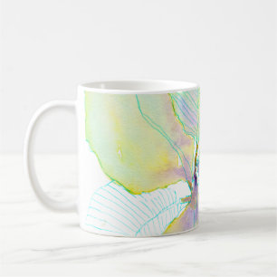 Mug Feuilles botaniques aquarelles jaune vert pastel