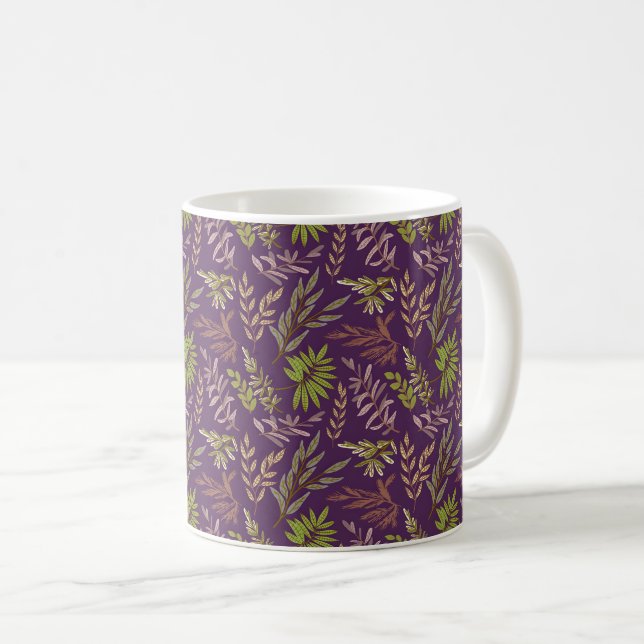 Mug Feuilles botaniques : un dos violet époustouflant (Devant droit)