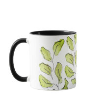 Feuilles botaniques vertes aquarelle artistique