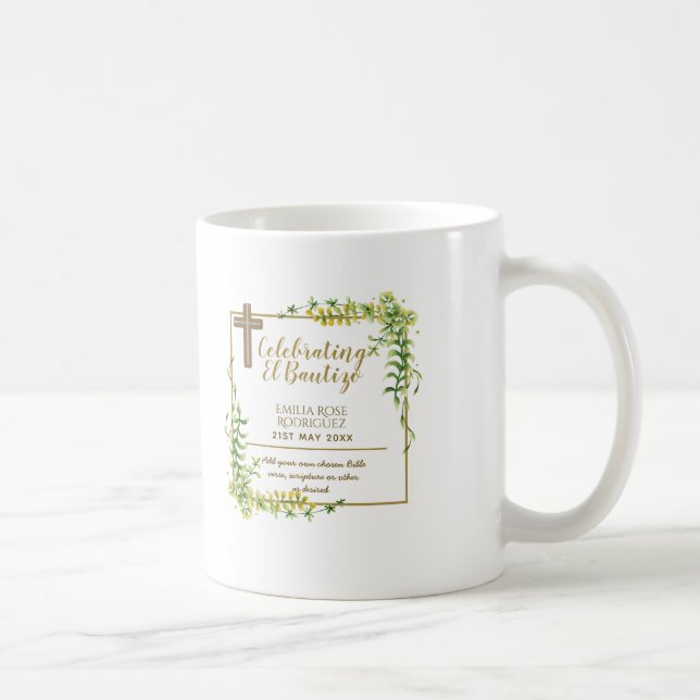 Mug Feuilles botaniquesBautizo Bautismo Nom du baptême (Droite)