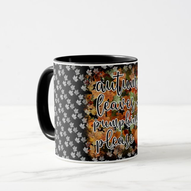 Mug Feuilles Citrouilles d'automne modernes (Devant gauche)