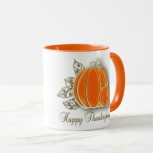 Mug Feuilles Citrouilles précieux de Thanksgiving Gold