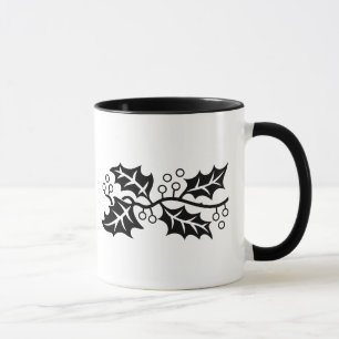 Mug - Feuilles creux en noir et blanc