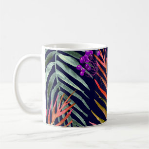 Mug Feuilles d'aquarelle tropicale, éclaboussure abstr