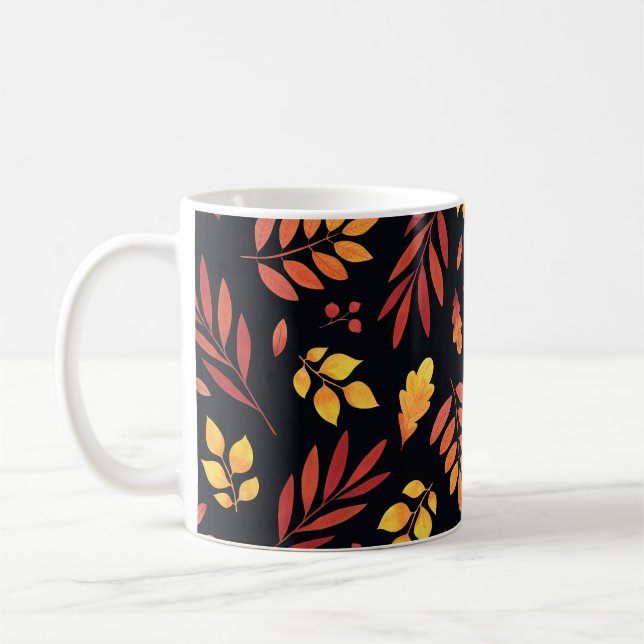 Mug Feuilles d'automne colorées Motif d'aquarelle (Gauche)
