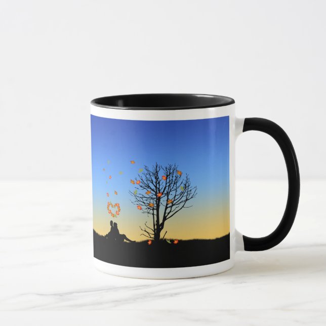 Mug Feuilles d'automne en forme de coeur Couple (Droite)