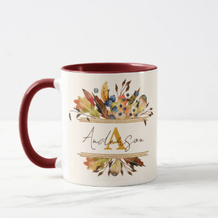 Mug Feuilles d'automne encadrent personnalisé