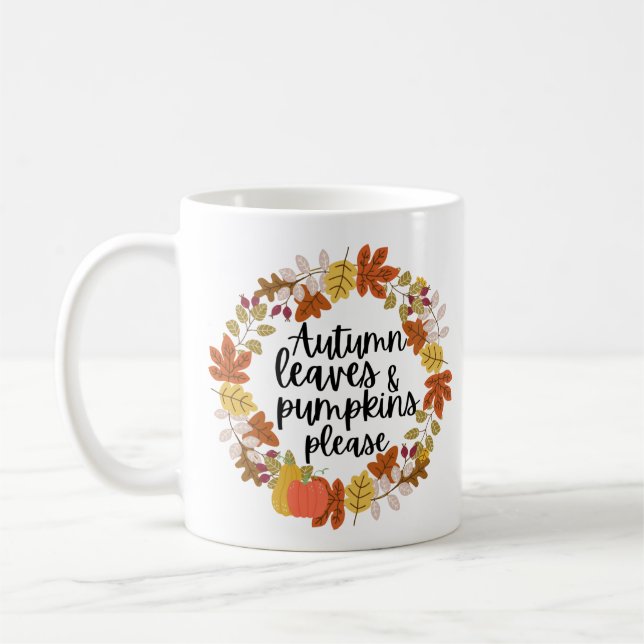 Mug Feuilles d'automne et Citrouille S'il vous plaît (Gauche)