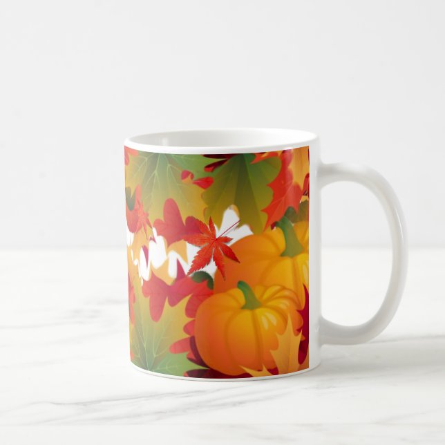 Mug Feuilles d'automne et citrouilles (Droite)