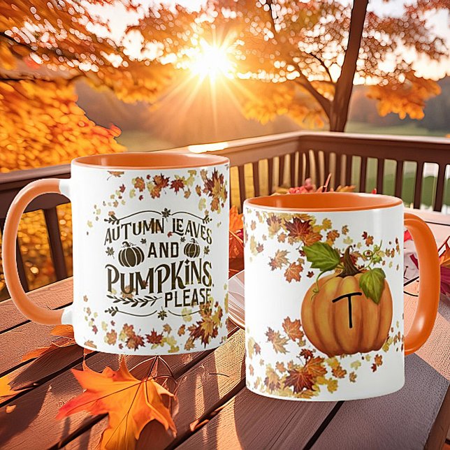 Mug Feuilles d'automne et citrouilles s'il vous plaît  (Créateur téléchargé)