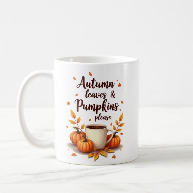 Mug Feuilles d'automne et citrouilles s'il vous plaît (Gauche)
