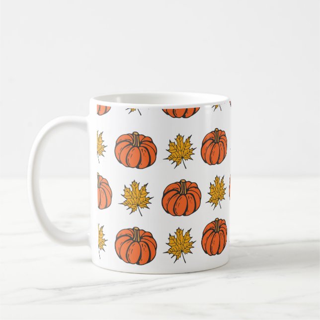Mug Feuilles d'automne : Motif Citrouille à main (Gauche)