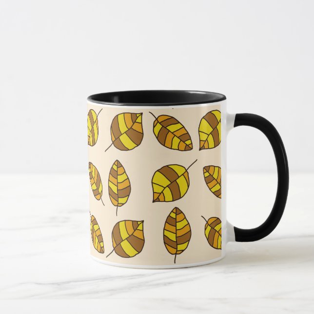 Mug Feuilles d'automne Motif feuille jaune sur n'impor (Droite)