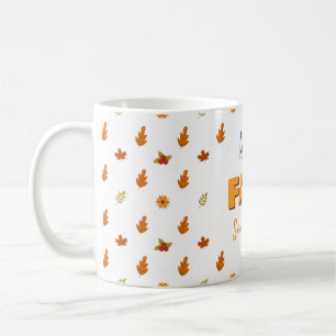 Mug Feuilles d'automne Motif Fleurs Bonjour Nom d'auto