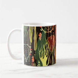Mug Feuilles d'automne : motif transparent foncé.
