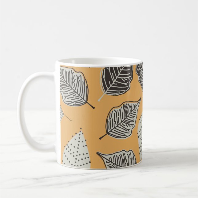 Mug Feuilles d'automne, motif vintage sans soudure. (Gauche)