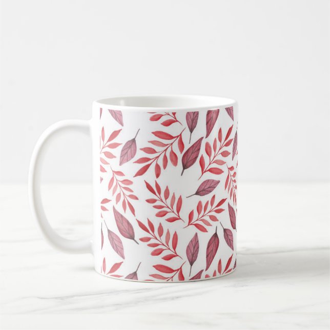 Mug Feuilles d'automne tombantes à l'aquarelle dessiné (Gauche)