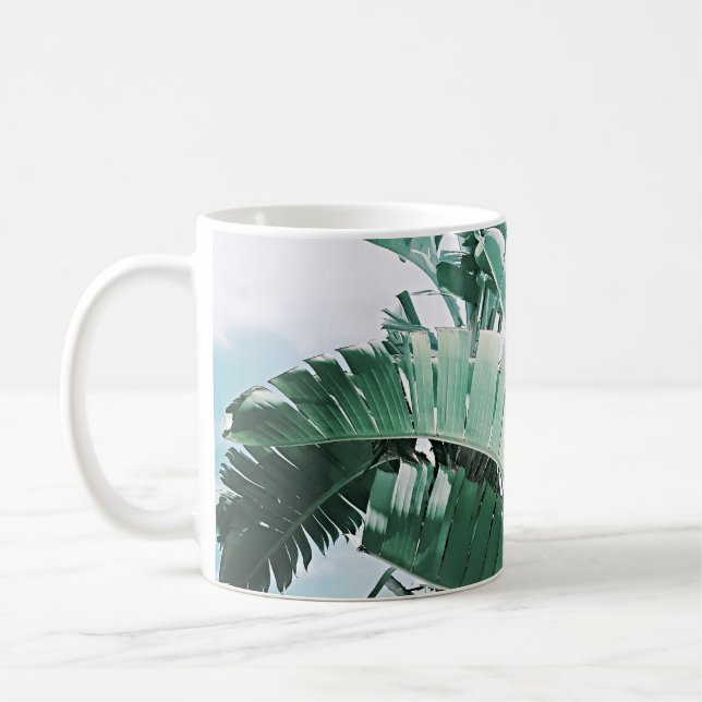 Mug Feuilles de bananier Vert pâle Vibrations d'été (Gauche)