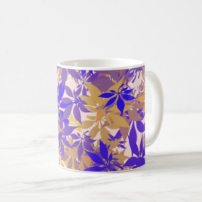 Mug Feuilles de châtaignier bleues, bronze et violette (Devant droit)