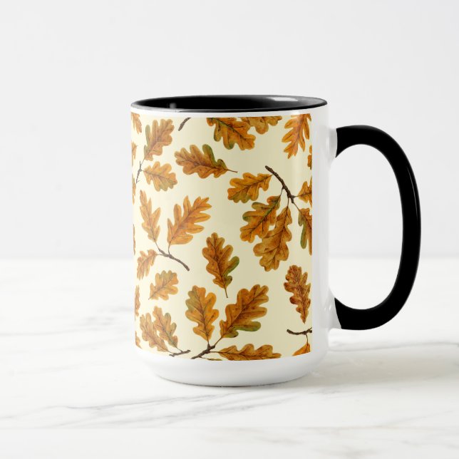 Mug Feuilles de chêne automnal sur blanc (Droite)