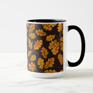 Mug Feuilles de chêne automnal sur brun foncé