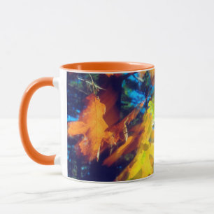 Mug Feuilles de chêne noir soufflant dans le vent
