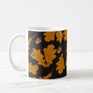 Mug Feuilles de chêne sec et glands. Pat sans soudure