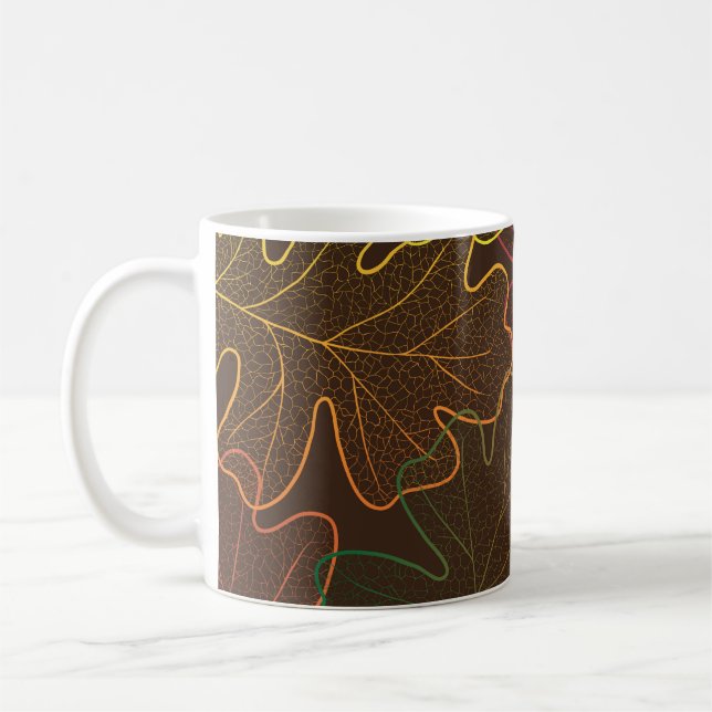 Mug Feuilles de chêne transparent, Motif d'automne. (Gauche)