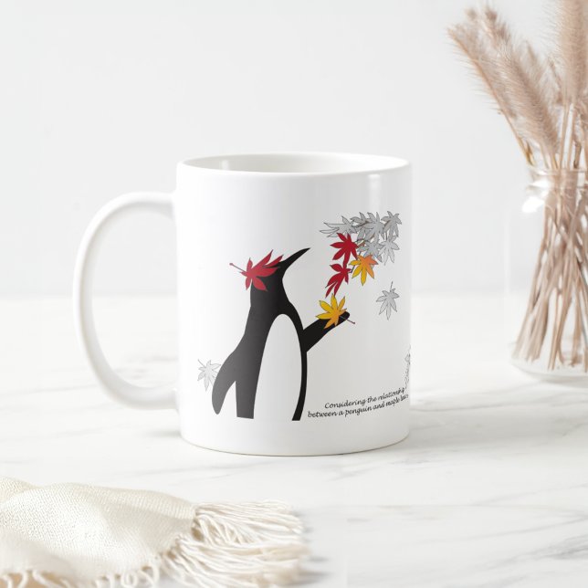 Mug Feuilles de érable d'automne et manchot drôle (Créateur téléchargé)