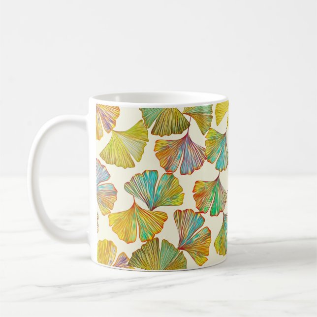 Mug Feuilles de Gingko : Art Abstrait floral (Gauche)