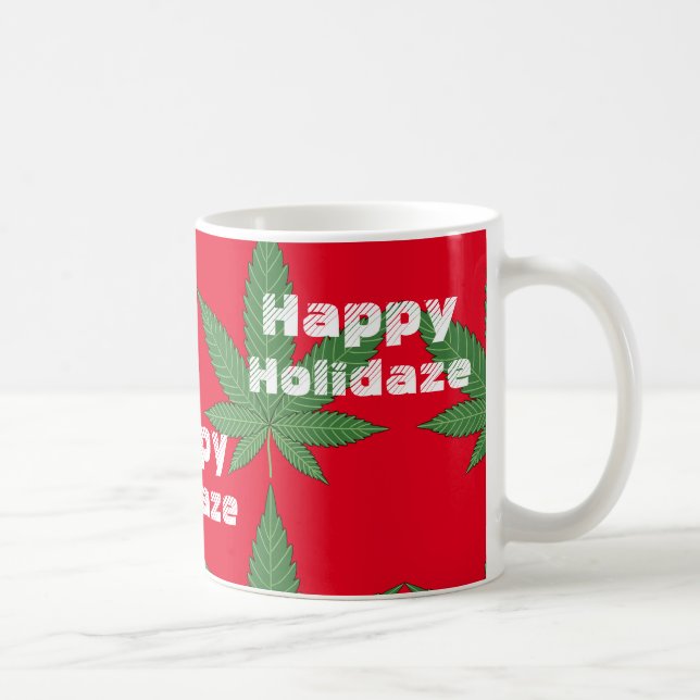Mug Feuilles de mauvaises herbes Noël Joyeux vacances (Droite)