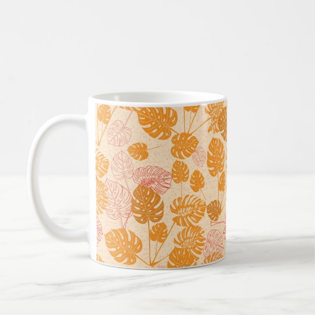 Mug Feuilles de monastères tropicaux. dessin silhouett (Gauche)