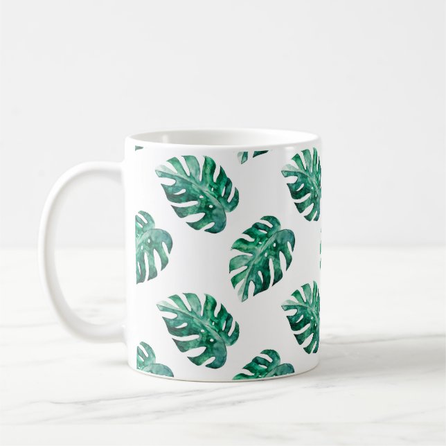 Mug Feuilles de Monstera. Motif d'illustration tropica (Gauche)