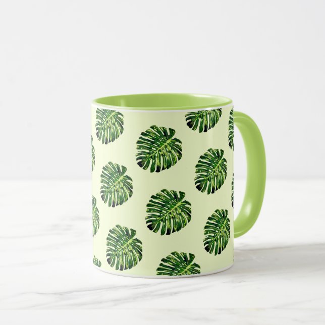 Mug Feuilles de Monstera Tropical - Exotique - Dessin (Devant droit)