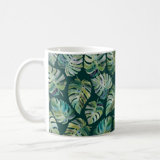 Mug Feuilles de monstère exotique tropicale plante. In (Gauche)