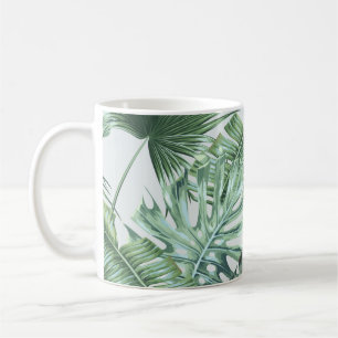 Mug Feuilles de palmiers tropicaux, monstère, feuille