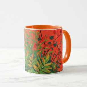 Mug Feuilles de Rowan floraux à l'automne, baies anci